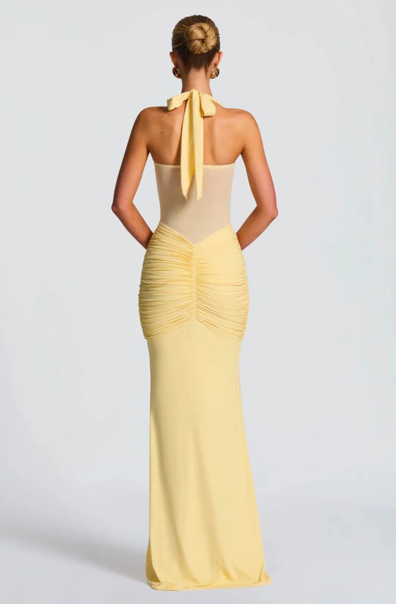 robe longue femme jaune ruban slim fit