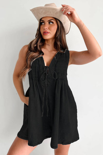 Combinaison denim sans manches courte